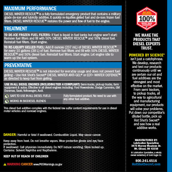 Diesel Winter Rescue back label